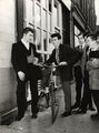 July 1955, London (Paul Popper, phot.) - Teddy Boys" outside Elephant & Castle teen canteen