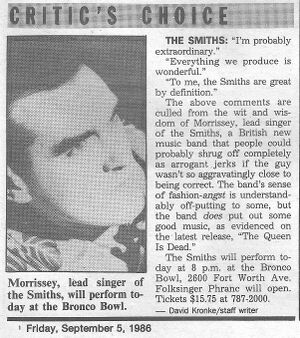 The Smiths at The Bronco Bowl - Dallas Times Herald.jpg
